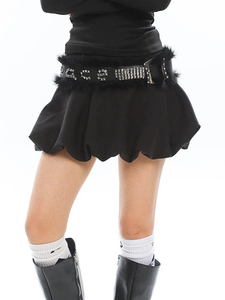 Low-Pleat Bubble Balloon Mini Skirt