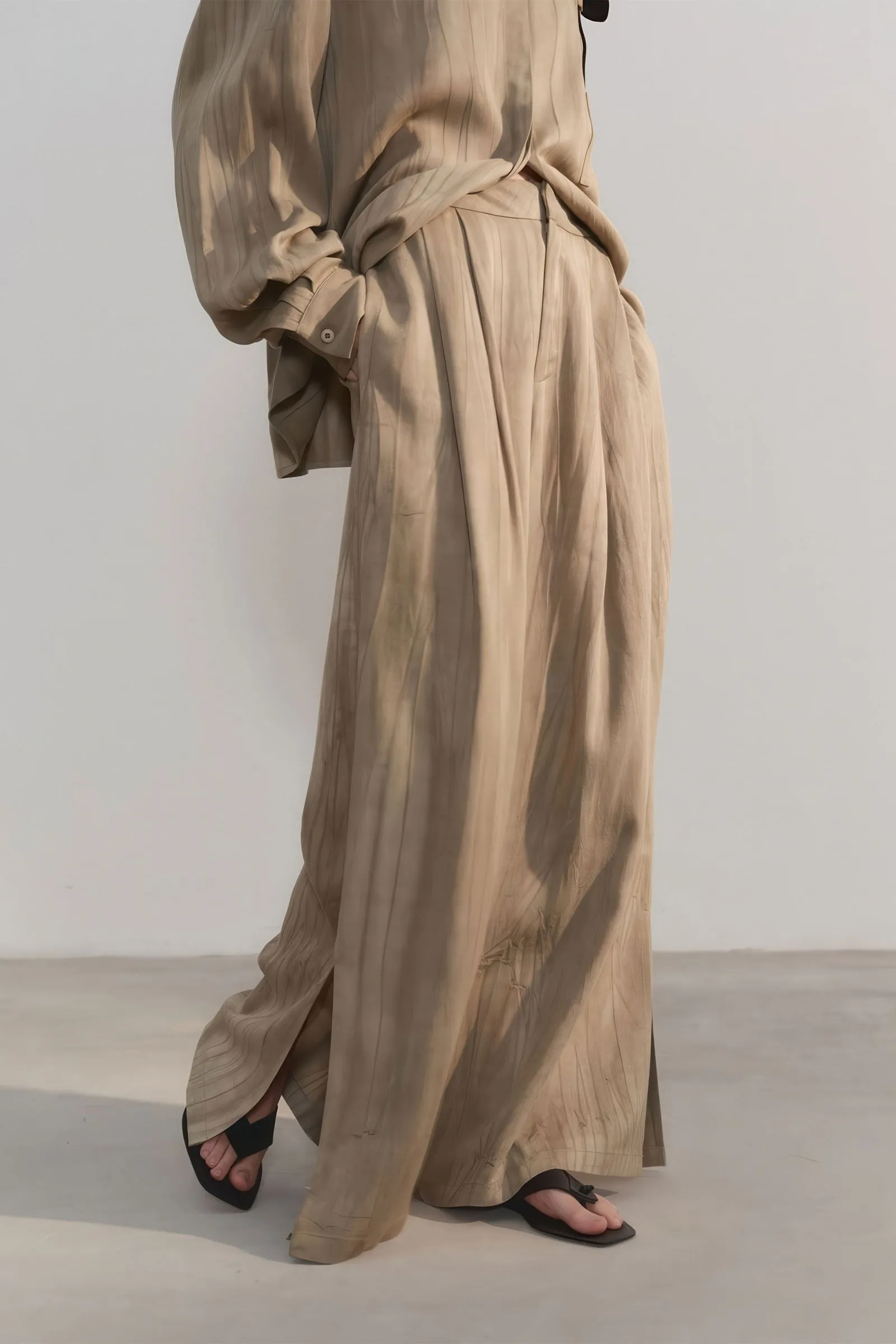 Luxe Feel Tencel High-Waist Wide-Leg Trousers