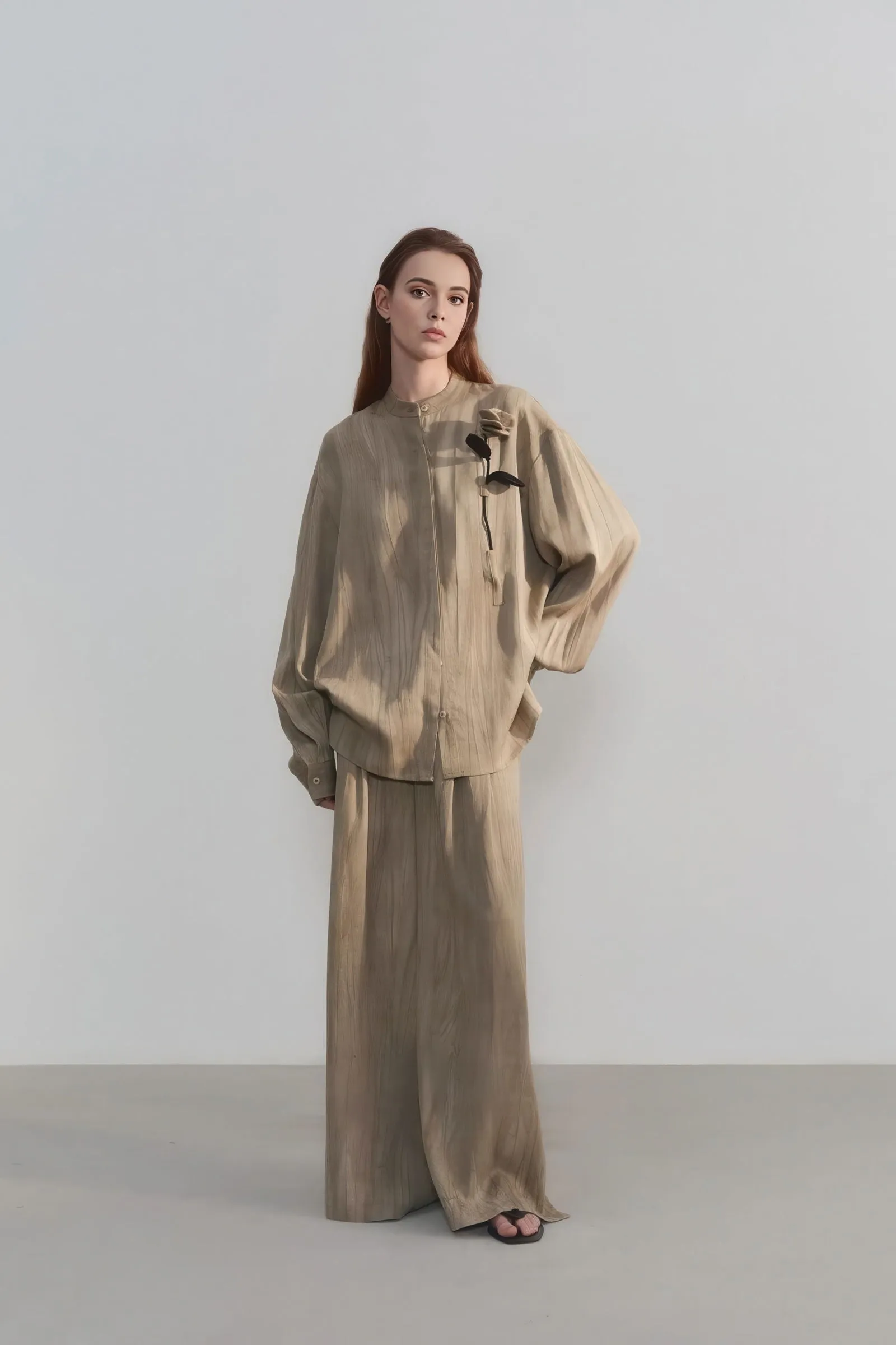 Luxe Feel Tencel High-Waist Wide-Leg Trousers