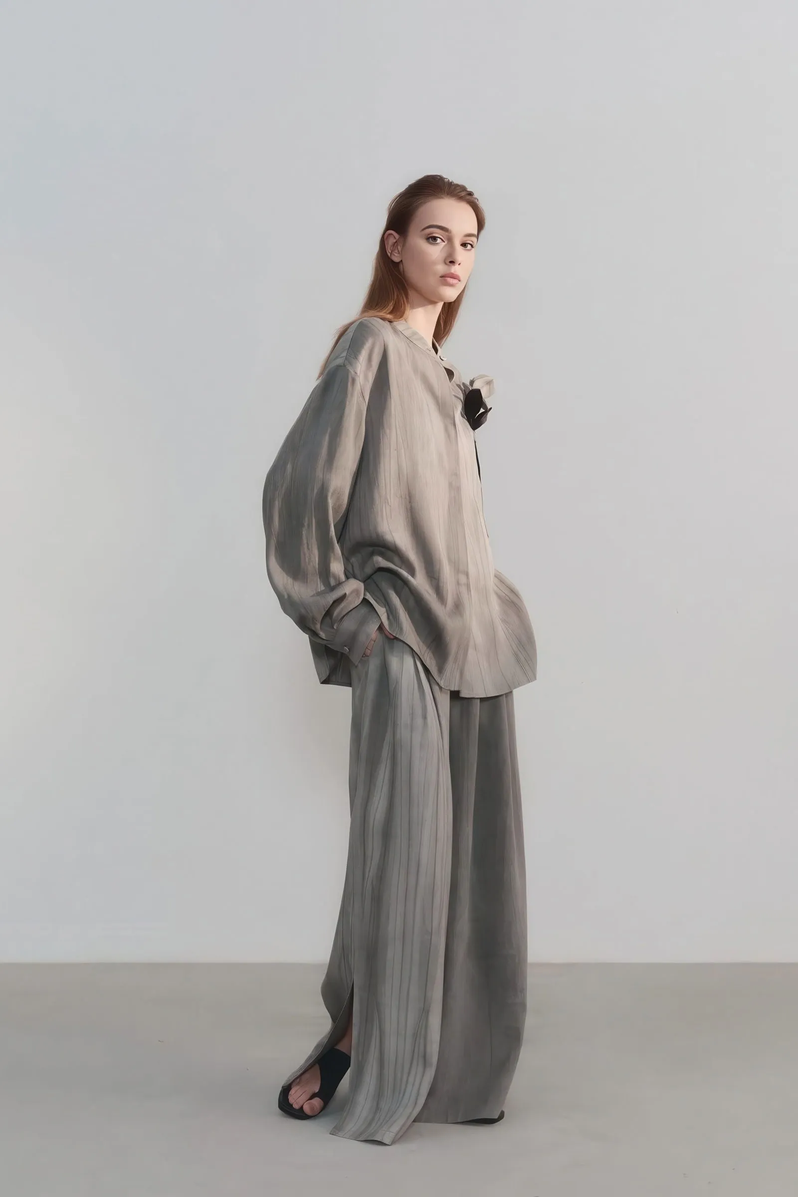 Luxe Feel Tencel High-Waist Wide-Leg Trousers