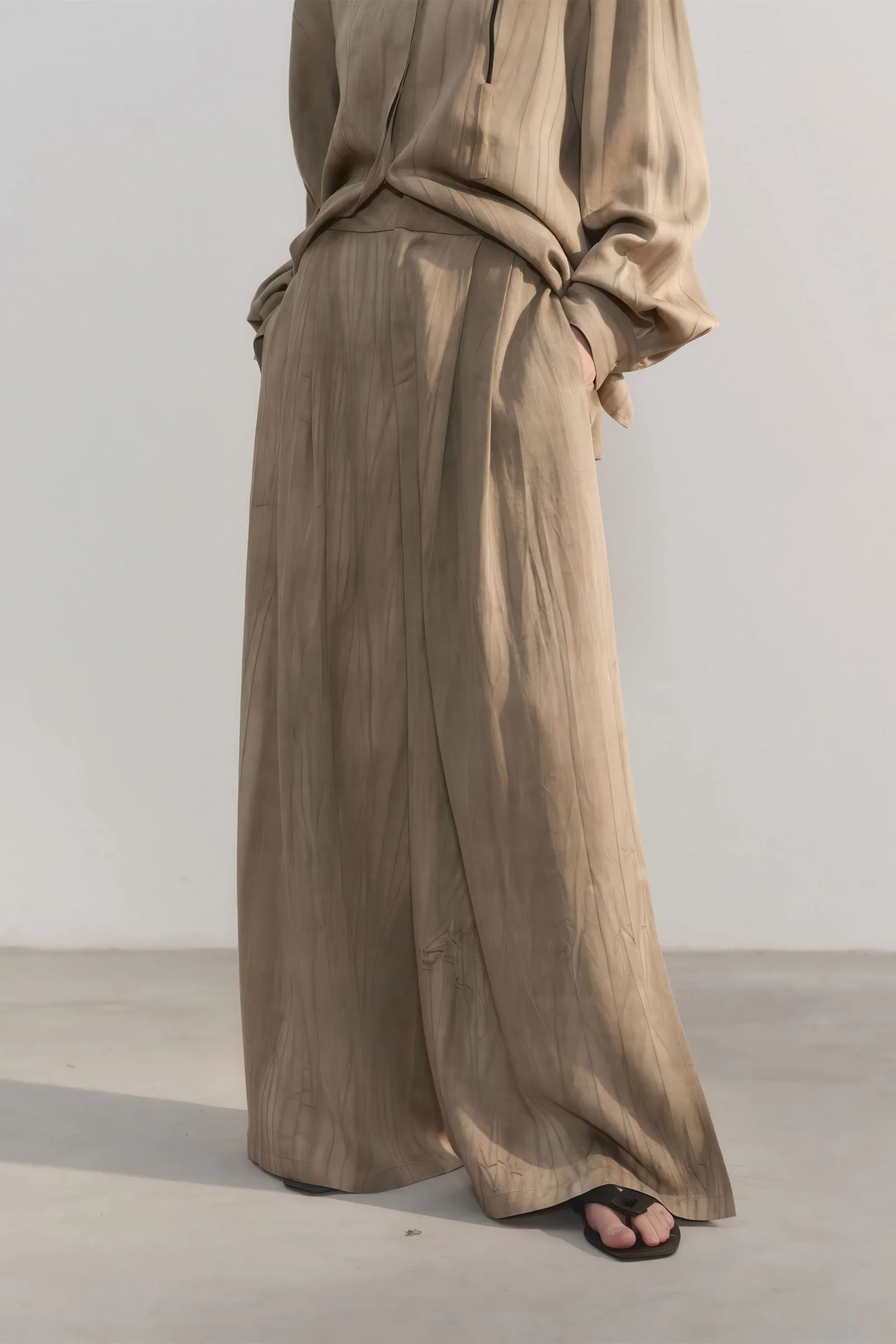 Luxe Feel Tencel High-Waist Wide-Leg Trousers