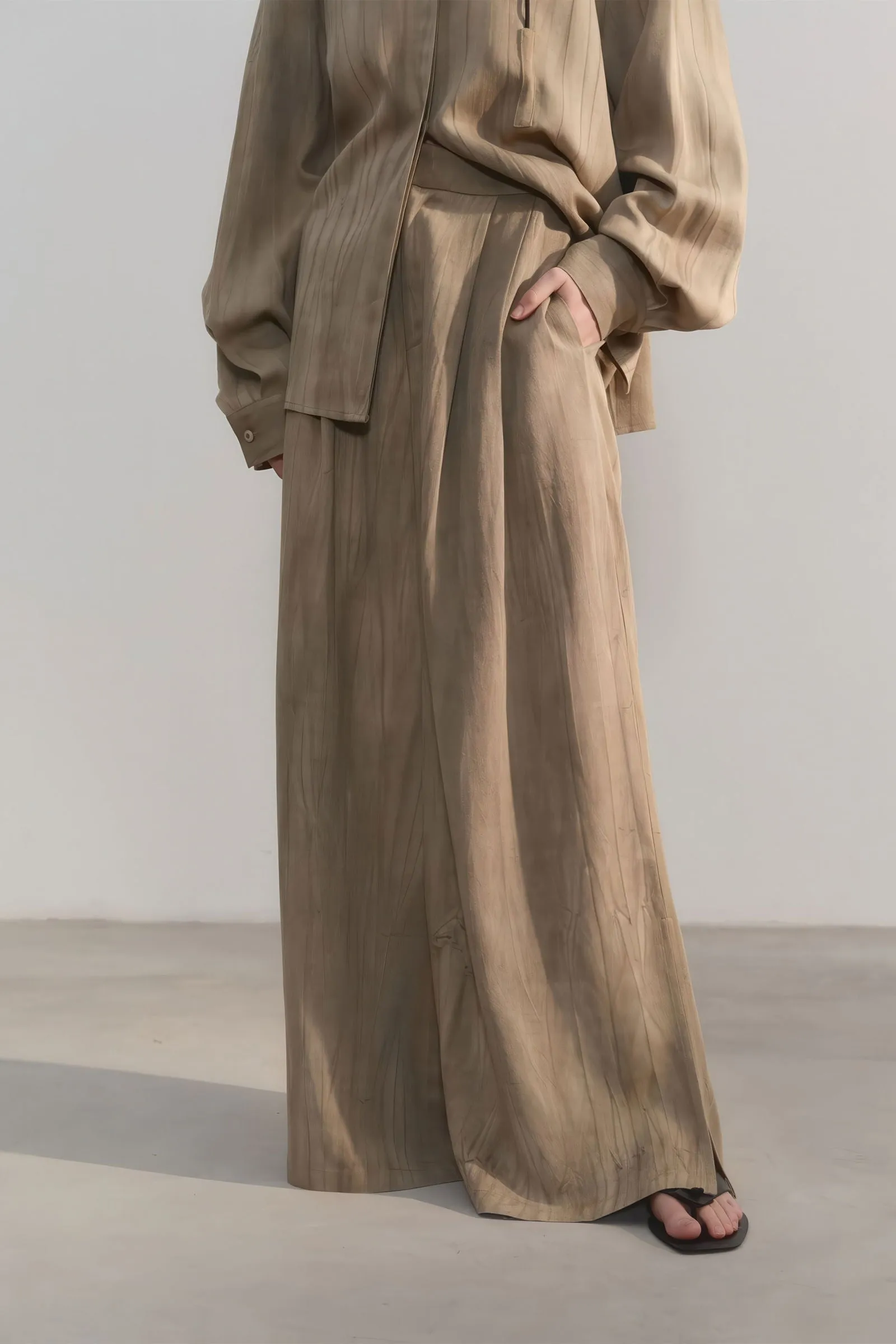 Luxe Feel Tencel High-Waist Wide-Leg Trousers