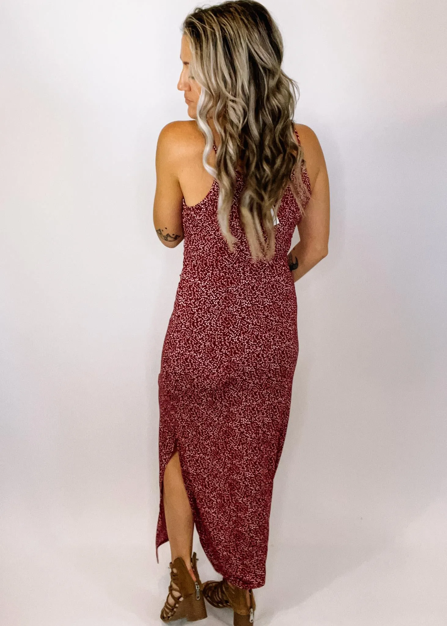 Mariana Maroon Maxi Dress