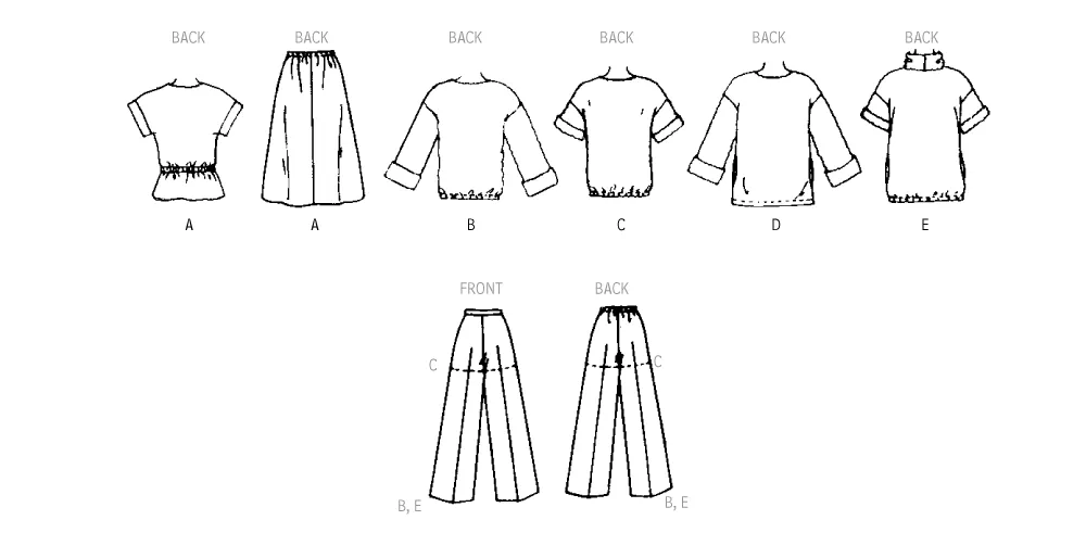 McCall's Pattern M8493 1970s Misses' Knit Tops, Skirt, Pants and Shorts