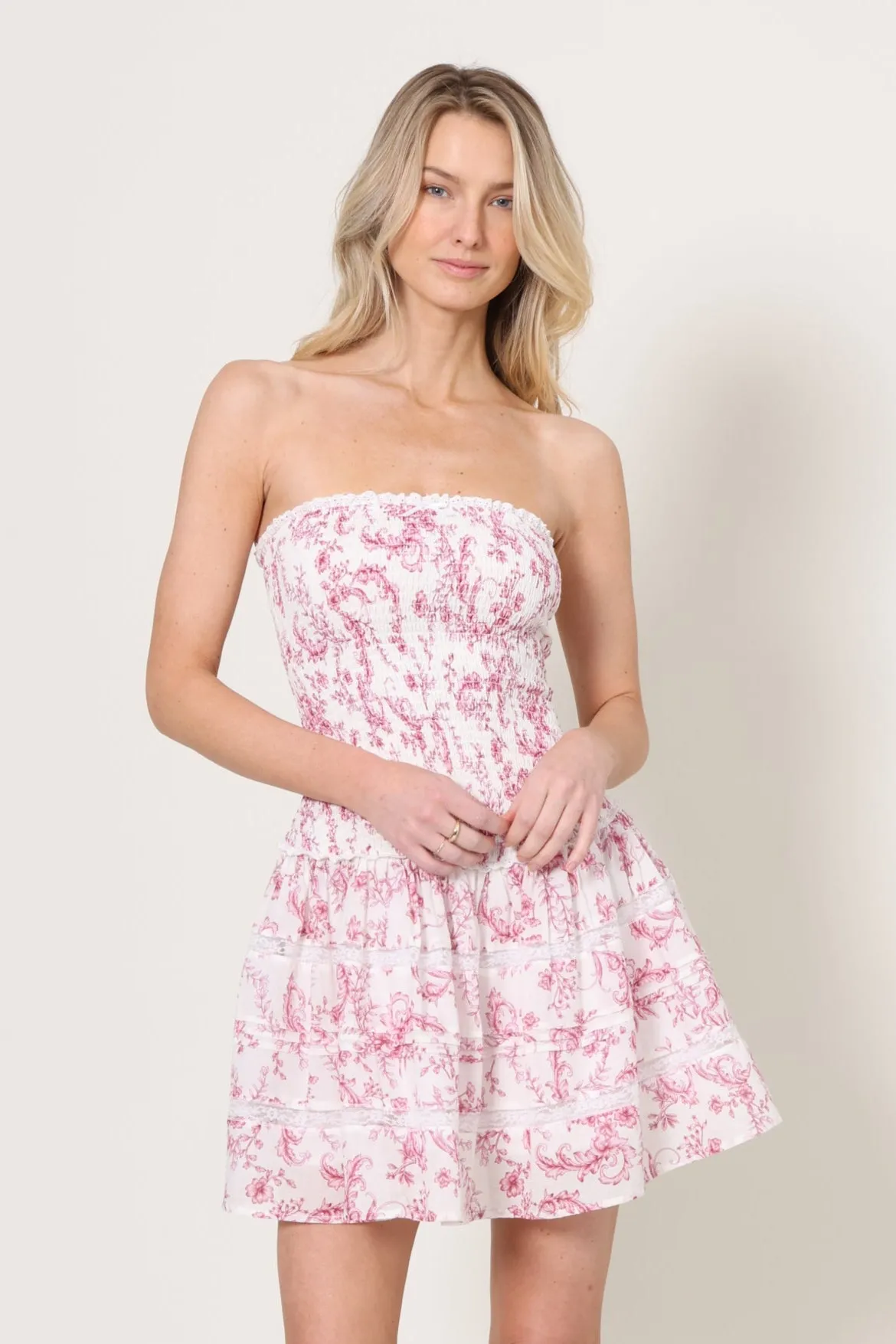 Michela Strapless Floral Dress