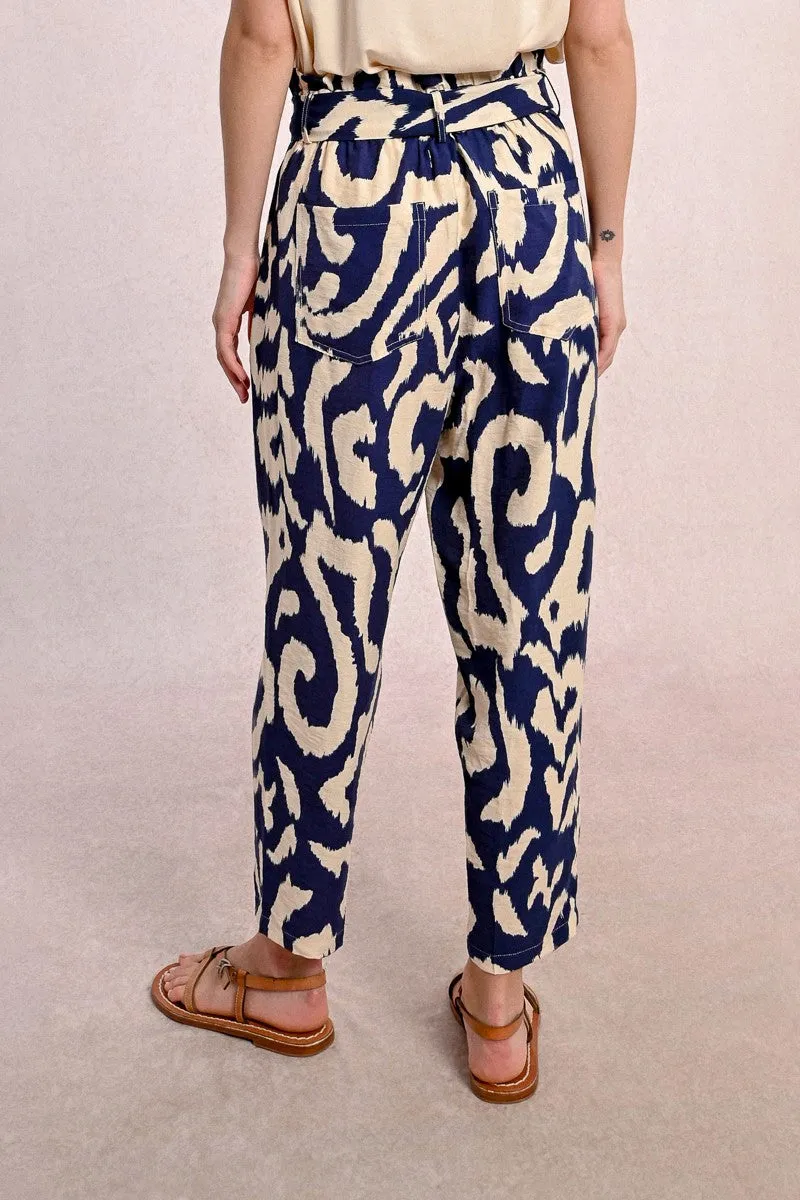 Molly Bracken Navy Paper Bag Tie Waist Trousers