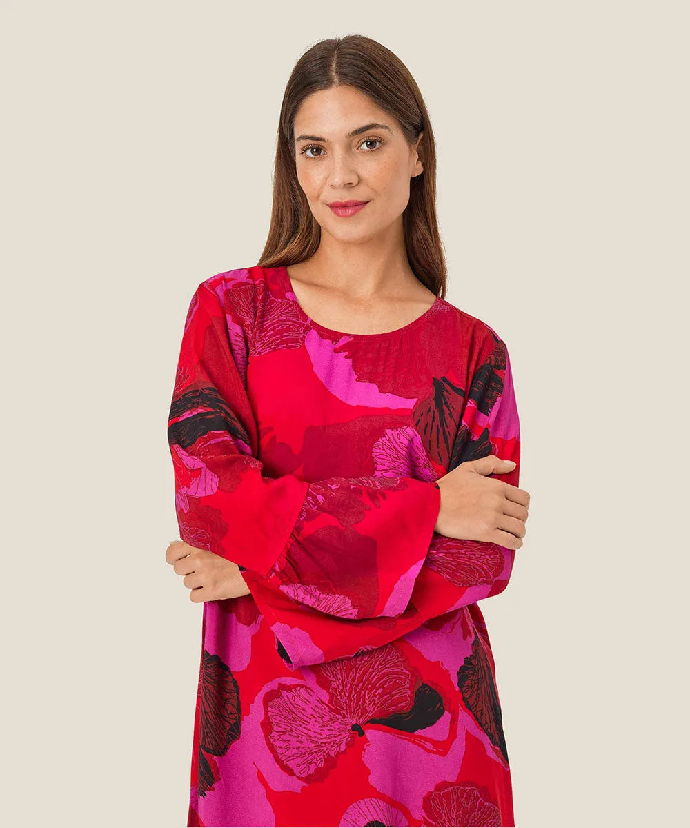 Novella Flounce Sleeve Knee-Length Dress