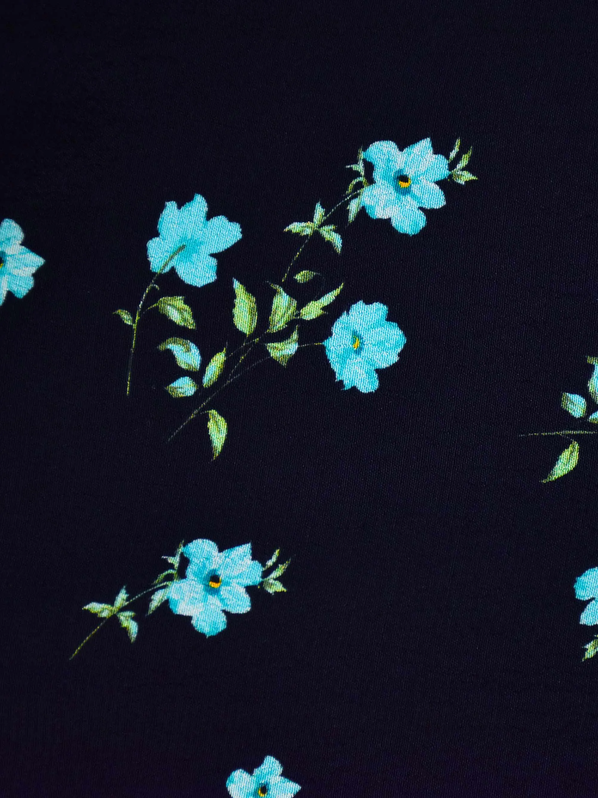 Petite Blue Cluster Floral Button Front Midi Dress