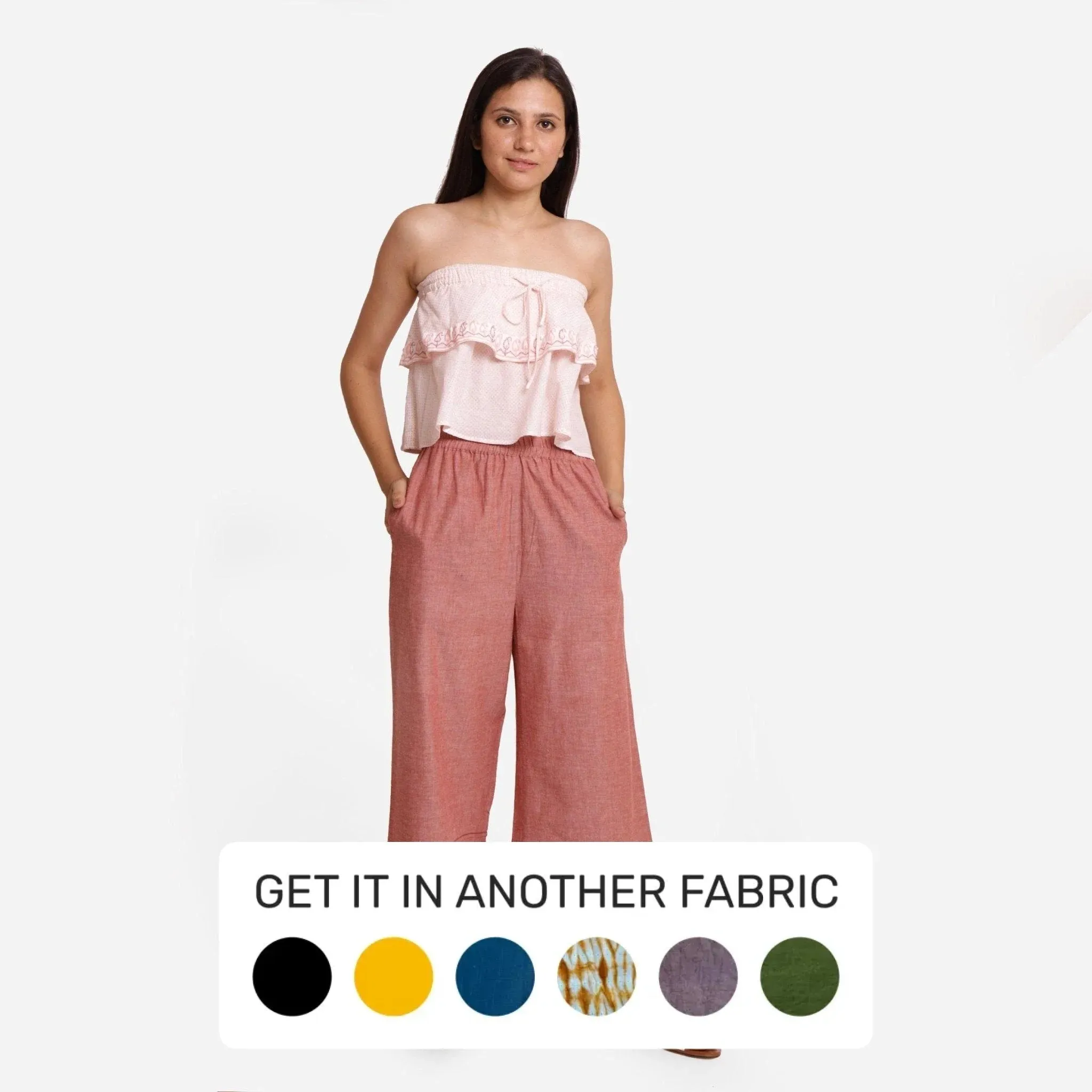 Pink Paisley Block Printed Cotton Tube Top