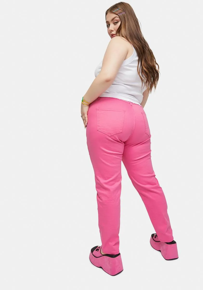 Plus Heart Of Glass Holo Flower Applique Twill Pants