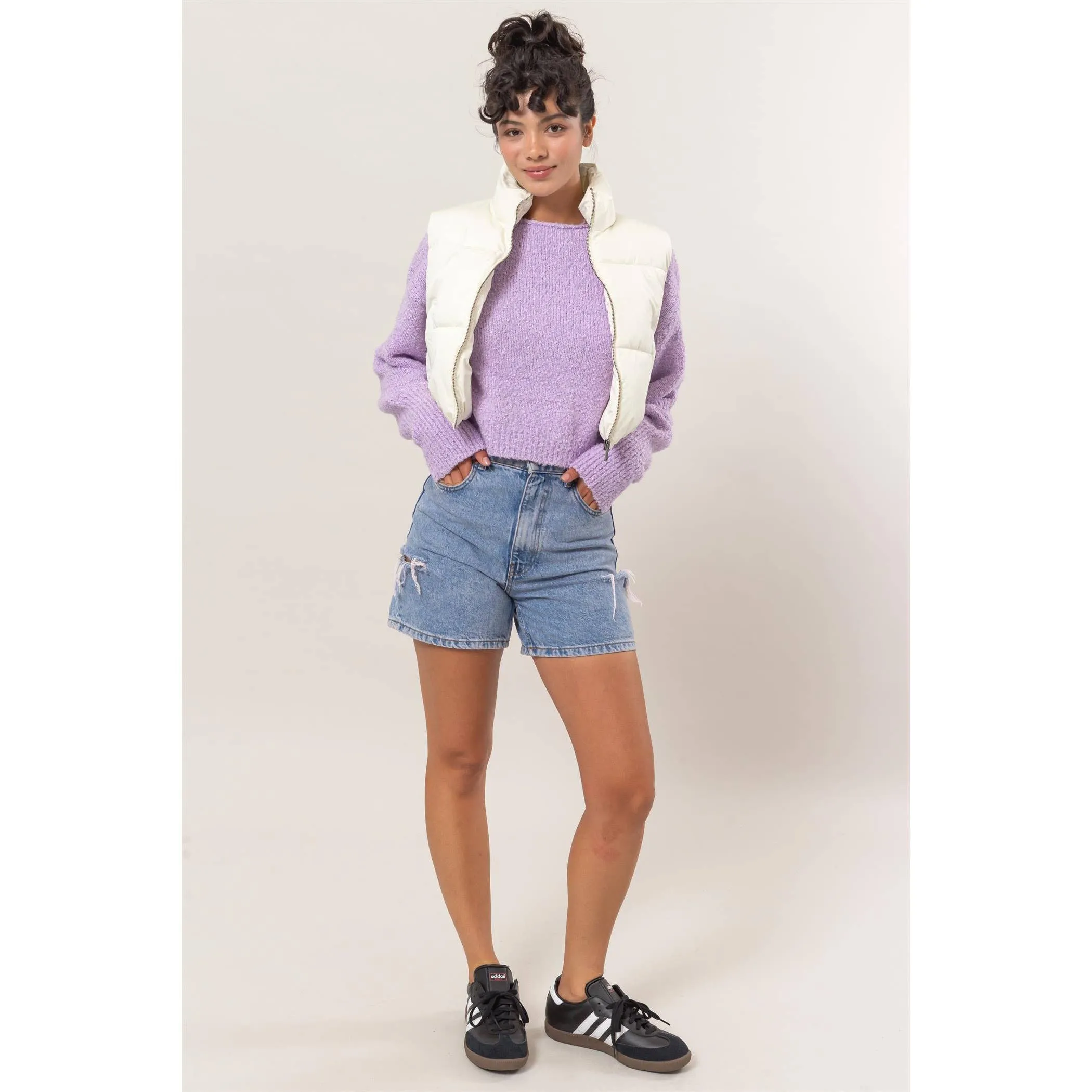 Puffer Vest | Crop Grey