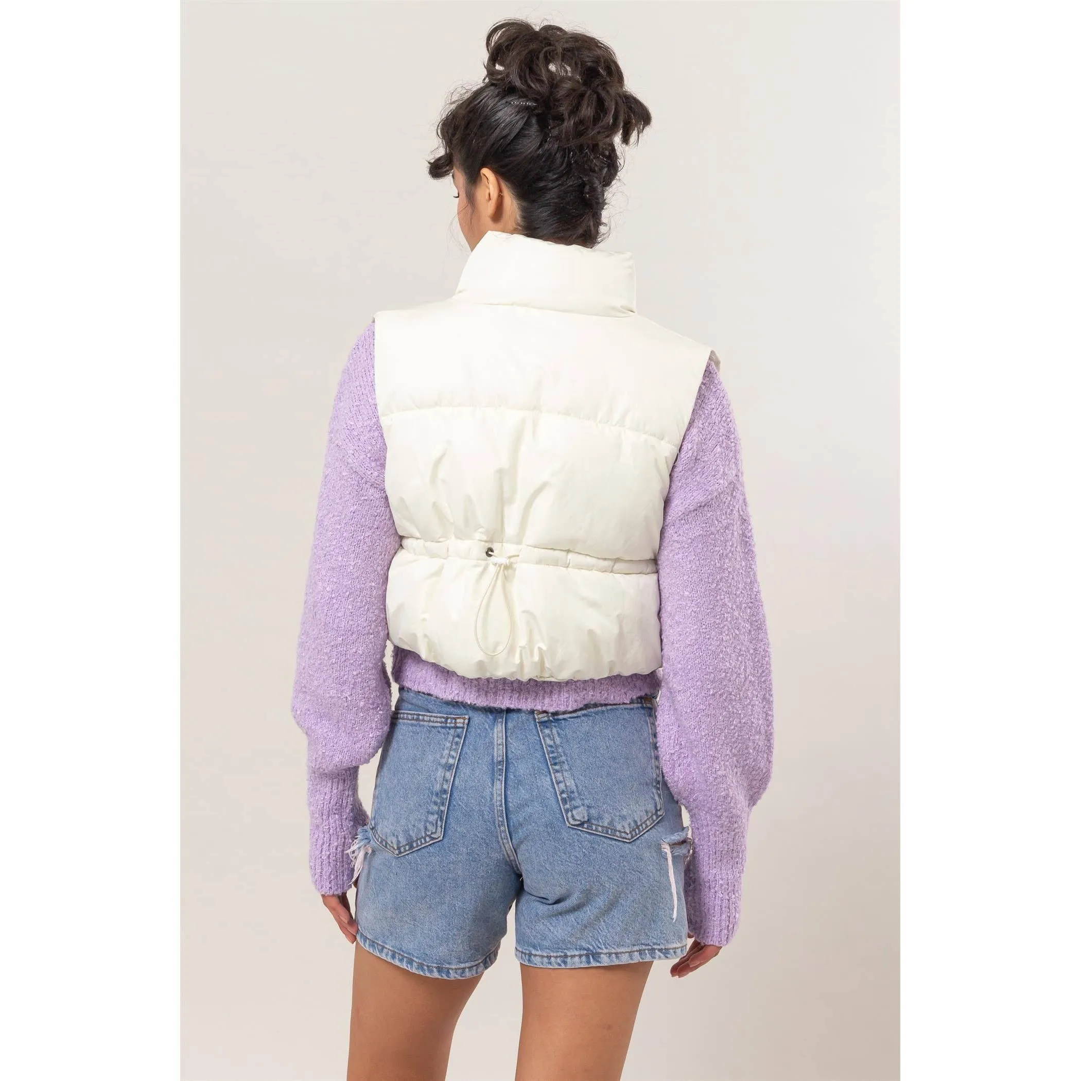 Puffer Vest | Crop Grey