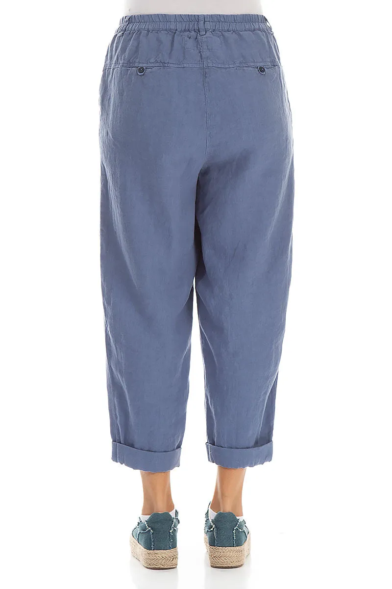 Roll Up Blue Nova Linen Trousers