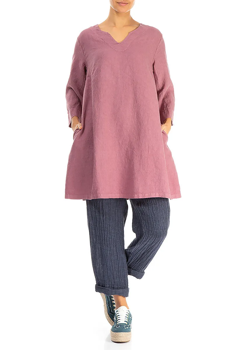 Roll Up Blue Nova Mélange Linen Trousers