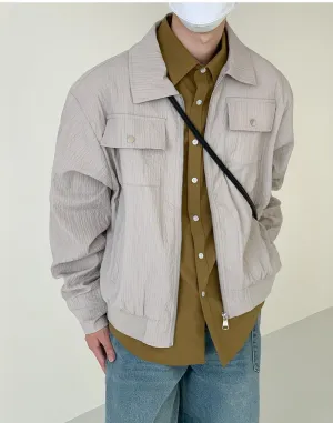 Striped Layered Lapel Short Jacket