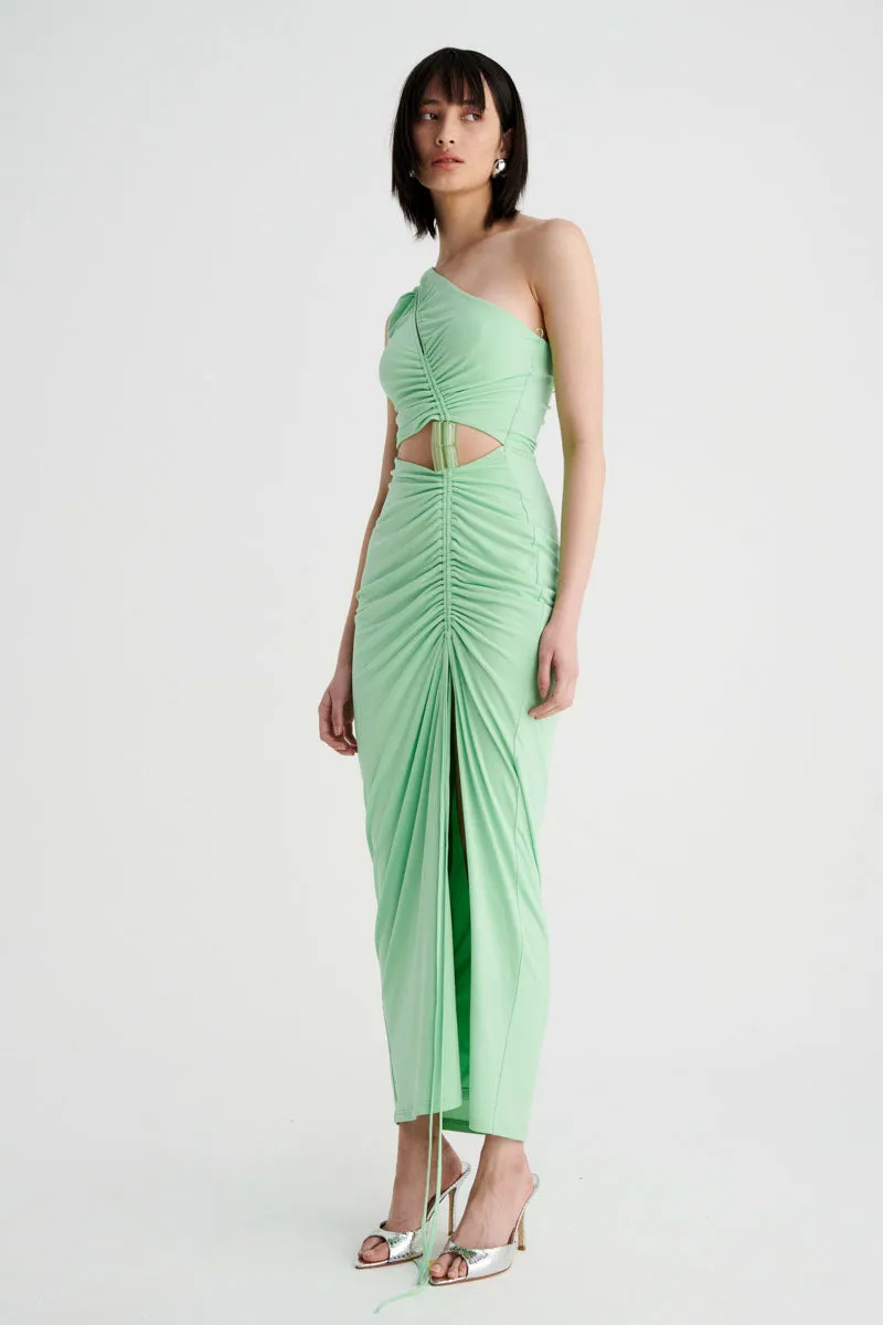 Theta Rouched Midi Dress - Apple