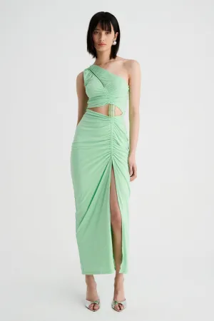 Theta Rouched Midi Dress - Apple