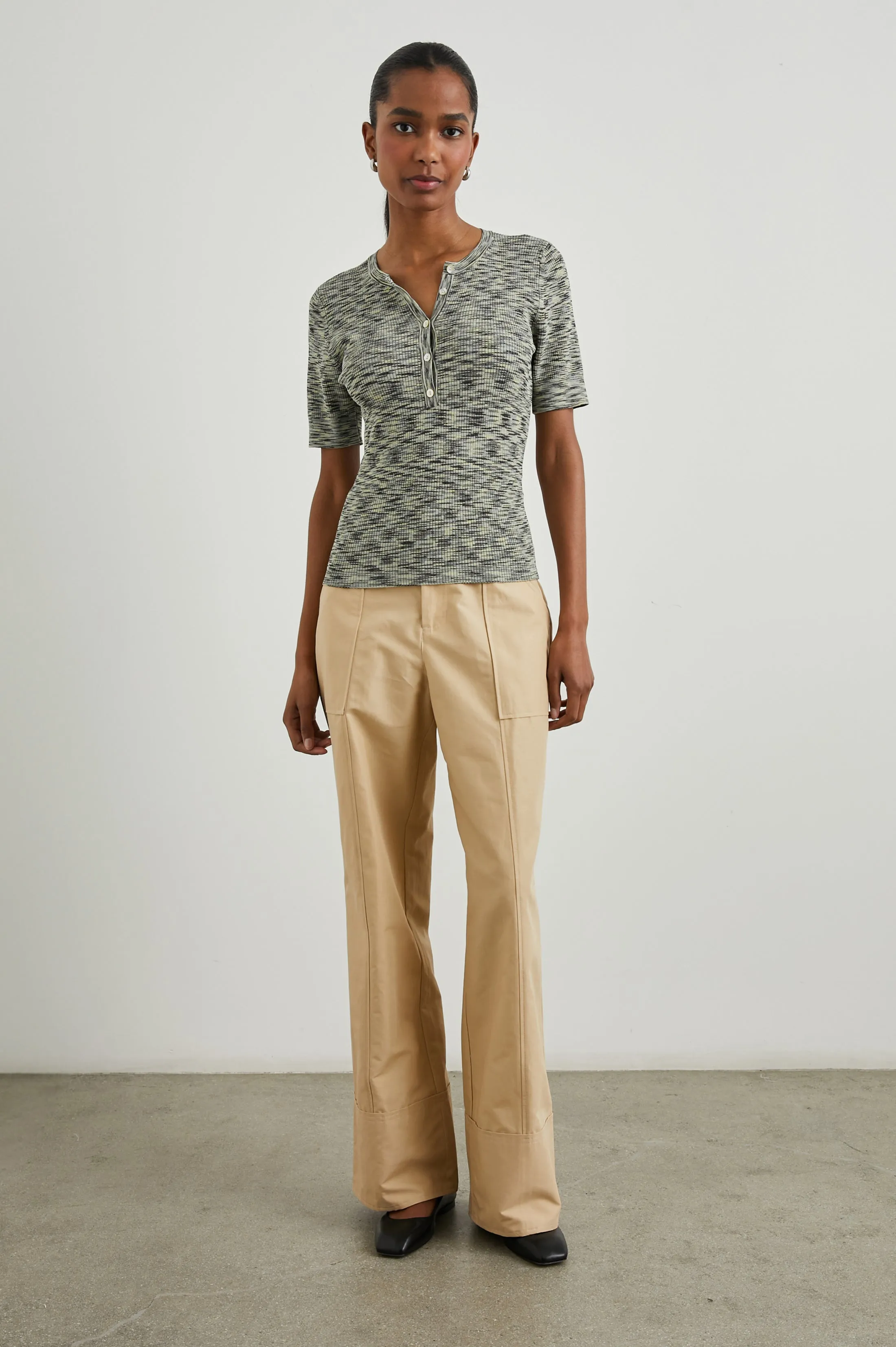 TONI TOP - MINT NAVY SPACE DYE