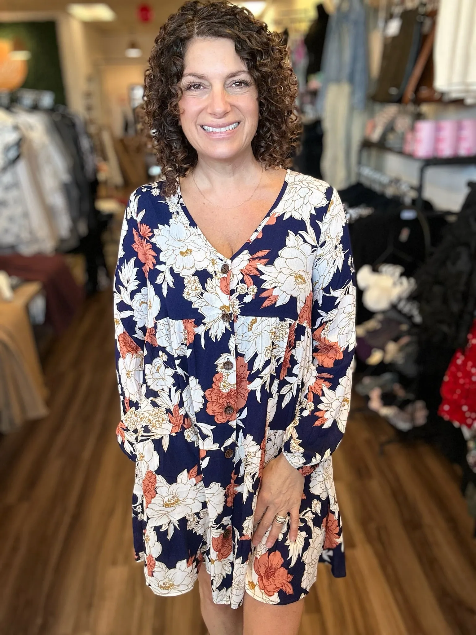 Trina - Floral V-Neck Mini Dress