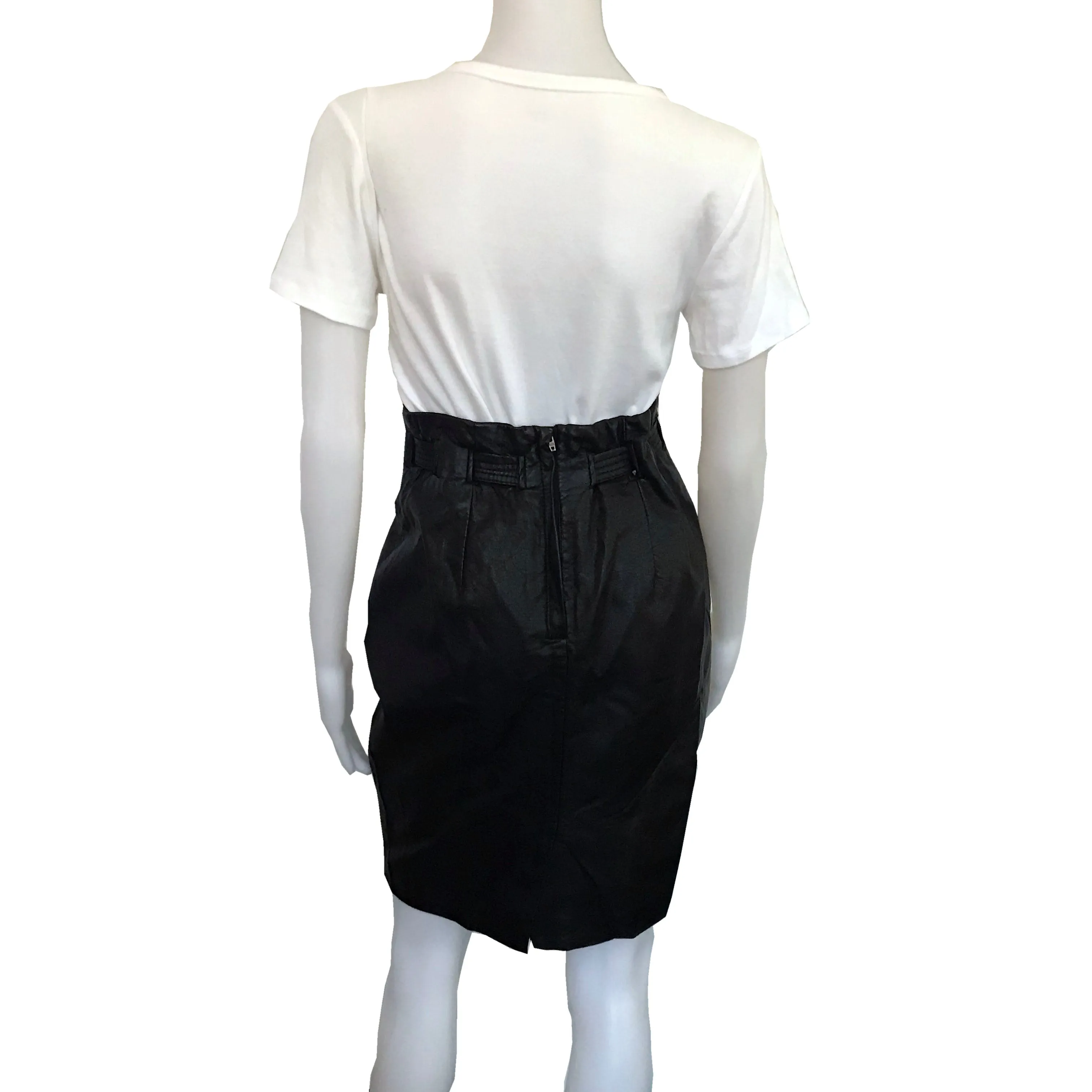 Vintage 1990s Black Pleather Skirt