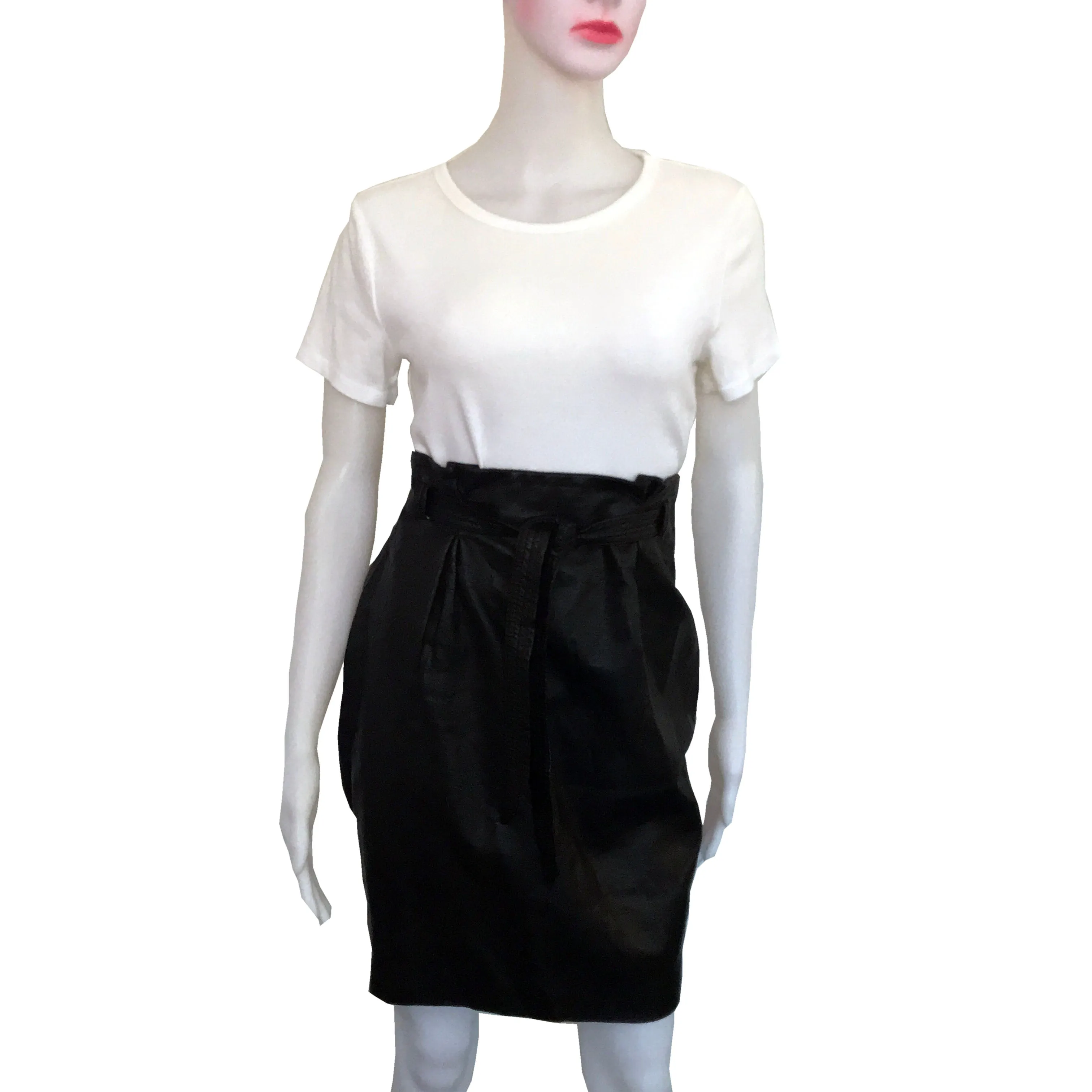 Vintage 1990s Black Pleather Skirt