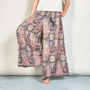 Vintage patchwork bohemian wide-leg trousers wholesale