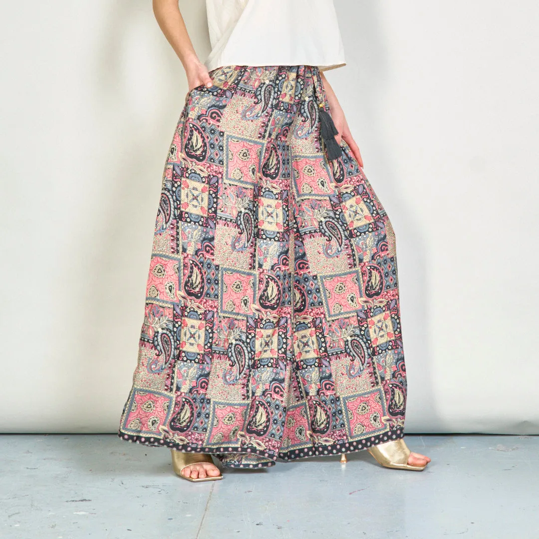 Vintage patchwork bohemian wide-leg trousers wholesale