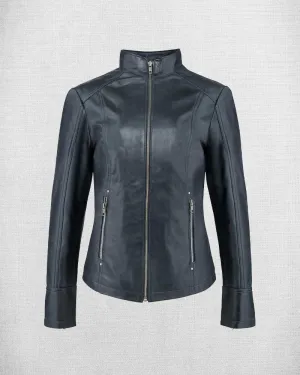 Women Biker Black Leather Jacket