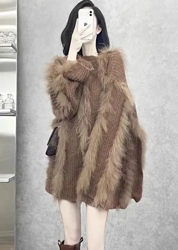 Women Fox Hair Knit Sweaters Winter