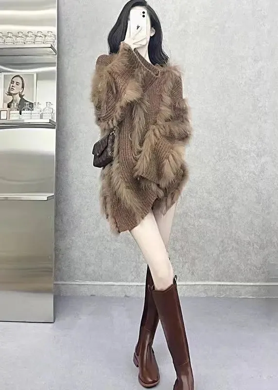 Women Fox Hair Knit Sweaters Winter